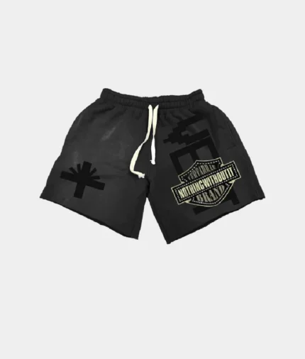 Vertabrae Double Emblem Shorts Black