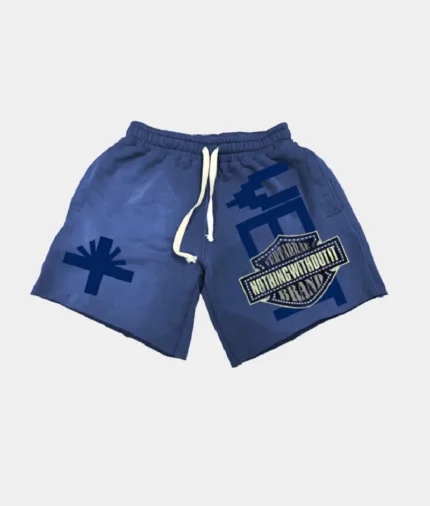 Vertabrae Double Emblem Shorts Blue