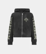 Vertabrae Tattoo Zip Up Hoodies Black